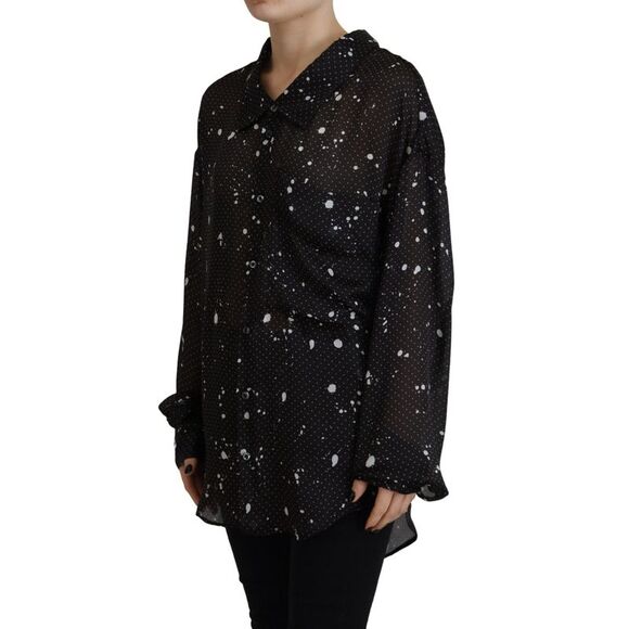 Dsquared² Black Polka Dots Collared Button Down Blouse Women's Top (Pre-Owned) - Picture 2 of 5